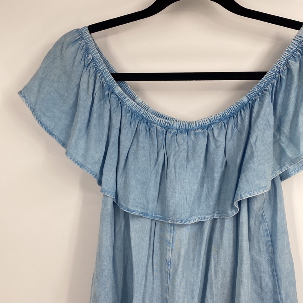 Sim & Sam Blue Off the Shoulder Top - Picture 6 of 8